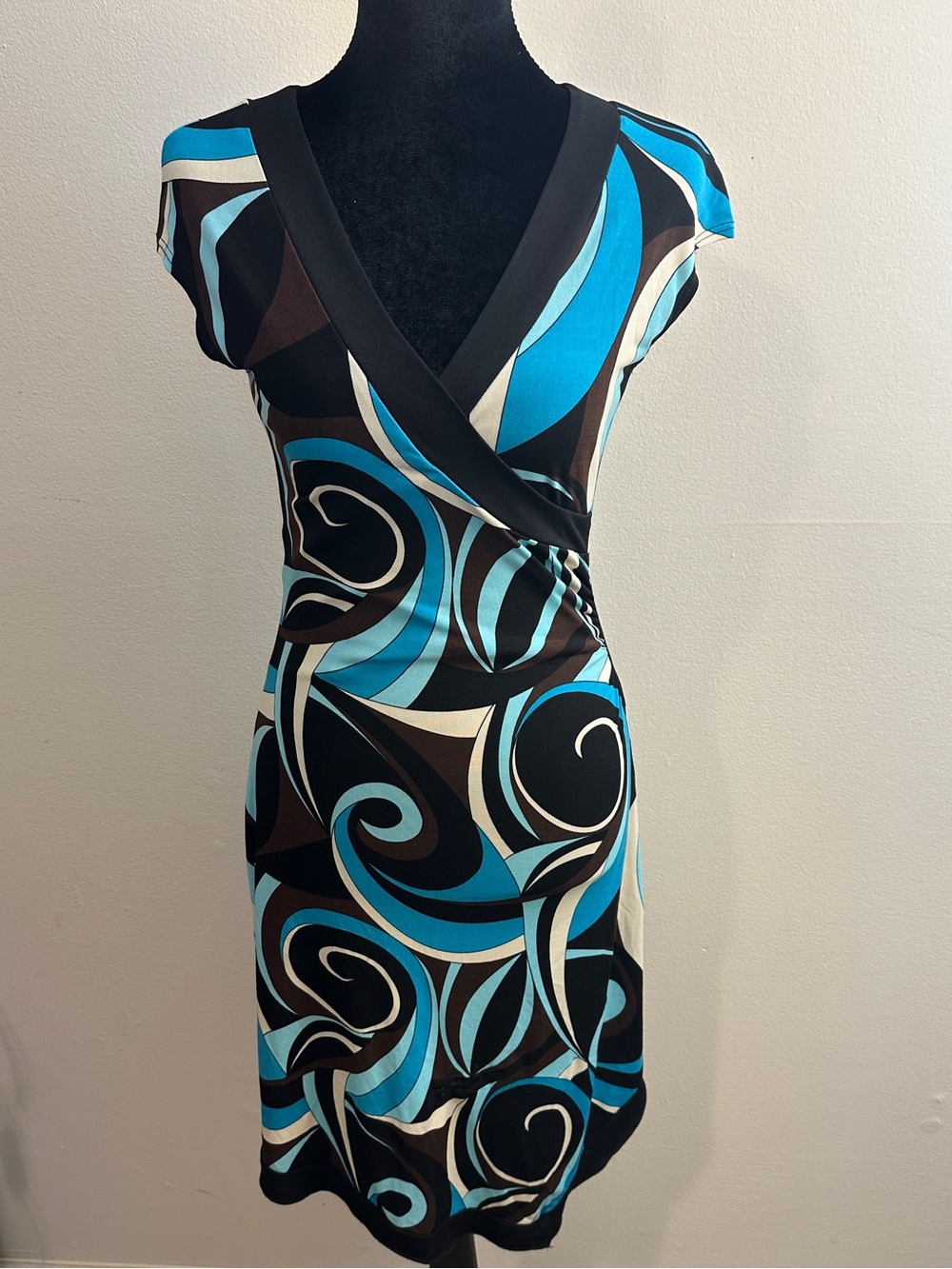 La Belle Vintage Swirl Wrap Mini Y2K Dress